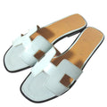 Hermes Oran Flat Sandals Slide 36 Light Blue