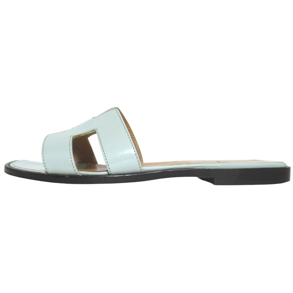 Hermes Oran Flat Sandals Slide 36 Light Blue — view 2
