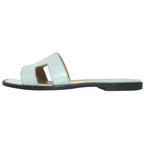 Hermes Oran Flat Sandals Slide 36 Light Blue — view 2