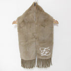 Fendi Mink Fringe Shawl Scarf Tippet Brown Beige — view 2