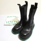 Bottega Veneta the Tire Leather Side Gore Chelsea Boots Lug 37.5 Black