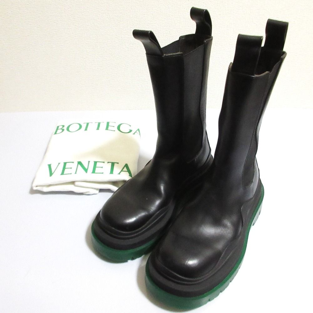 Bottega Veneta the Tire Leather Side Gore Chelsea Boots Lug 37.5 Black
