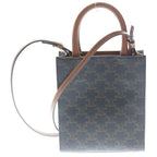 Celine Triomphe Vertical Cover Mini Shoulder Bag Mini Tote Brown Leather Gold — view 2