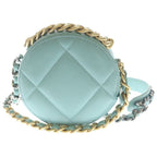 Chanel 19 Round Mini Shoulder Bag Chain Mint Green Lambskin Gold — view 2