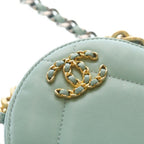 Chanel 19 Round Mini Shoulder Bag Chain Mint Green Lambskin Gold — view 5