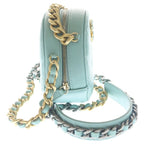 Chanel 19 Round Mini Shoulder Bag Chain Mint Green Lambskin Gold — view 3