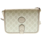 Gucci Interlocking Mini Shoulder Bag White Beige Leather Gold