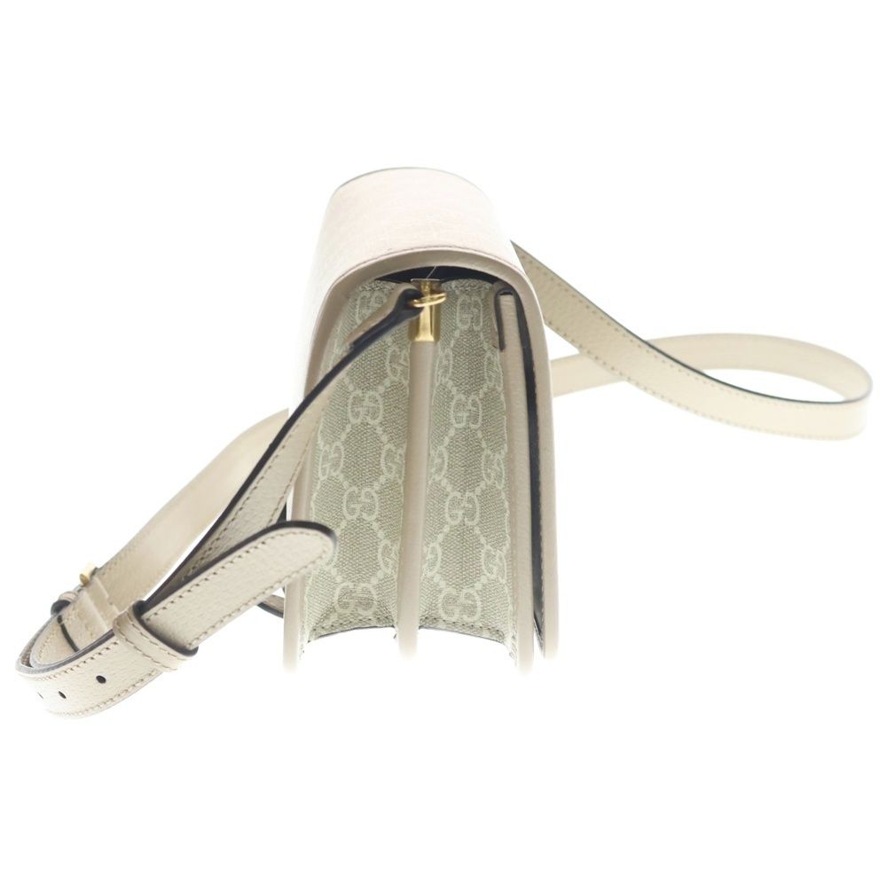 Gucci Interlocking Mini Shoulder Bag White Beige Leather Gold — view 3