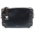 Louis Vuitton Side Trunk Vibe MM Shoulder Bag Chain Black Brown Leather Silver