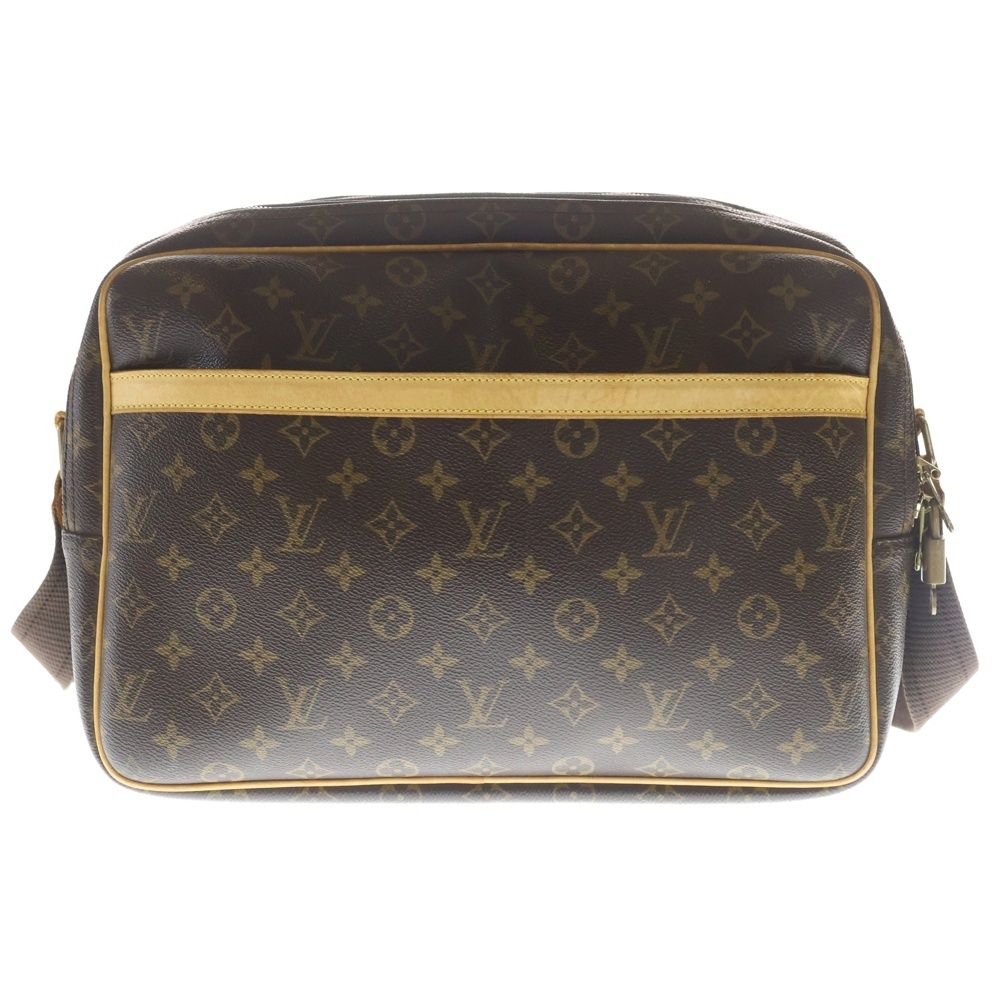 Louis Vuitton Reporter GM Monogram Leather Shoulder Bag Gold Brown