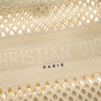 Dior Book Tote Handbag Mesh Ivory Cream Canvas — view 5