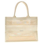 Dior Book Tote Handbag Mesh Ivory Cream Canvas