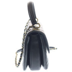 Chanel Top Handle Mini Flap Chain Shoulder Bag Black Lambskin Plate Gold — view 3