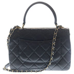 Chanel Top Handle Mini Flap Chain Shoulder Bag Black Lambskin Plate Gold — view 2