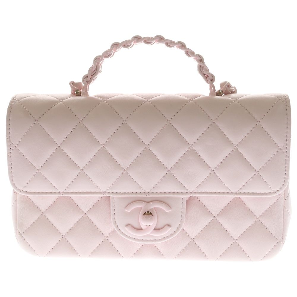 Chanel Quilted Chain Mini Shoulder Bag Light Pink Lambskin