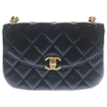 Chanel Quilted Chain Mini Shoulder Bag Black Lamb Gold