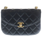 Chanel Quilted Chain Mini Shoulder Bag Black Lamb Gold