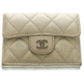 Chanel Quilted Caviar Leather CC Logo Wallet Trifold Silver