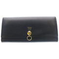 Fendi by the Way Continental Wallet Card Case Black Leather Gold