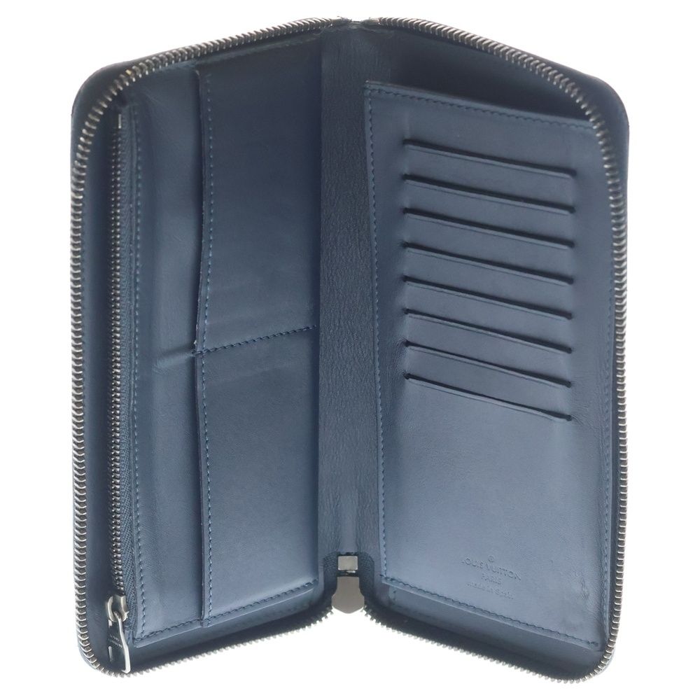 Louis Vuitton Damier Infini Zippy Wallet Vertical Cosmos Card Case Navy Leather — view 4