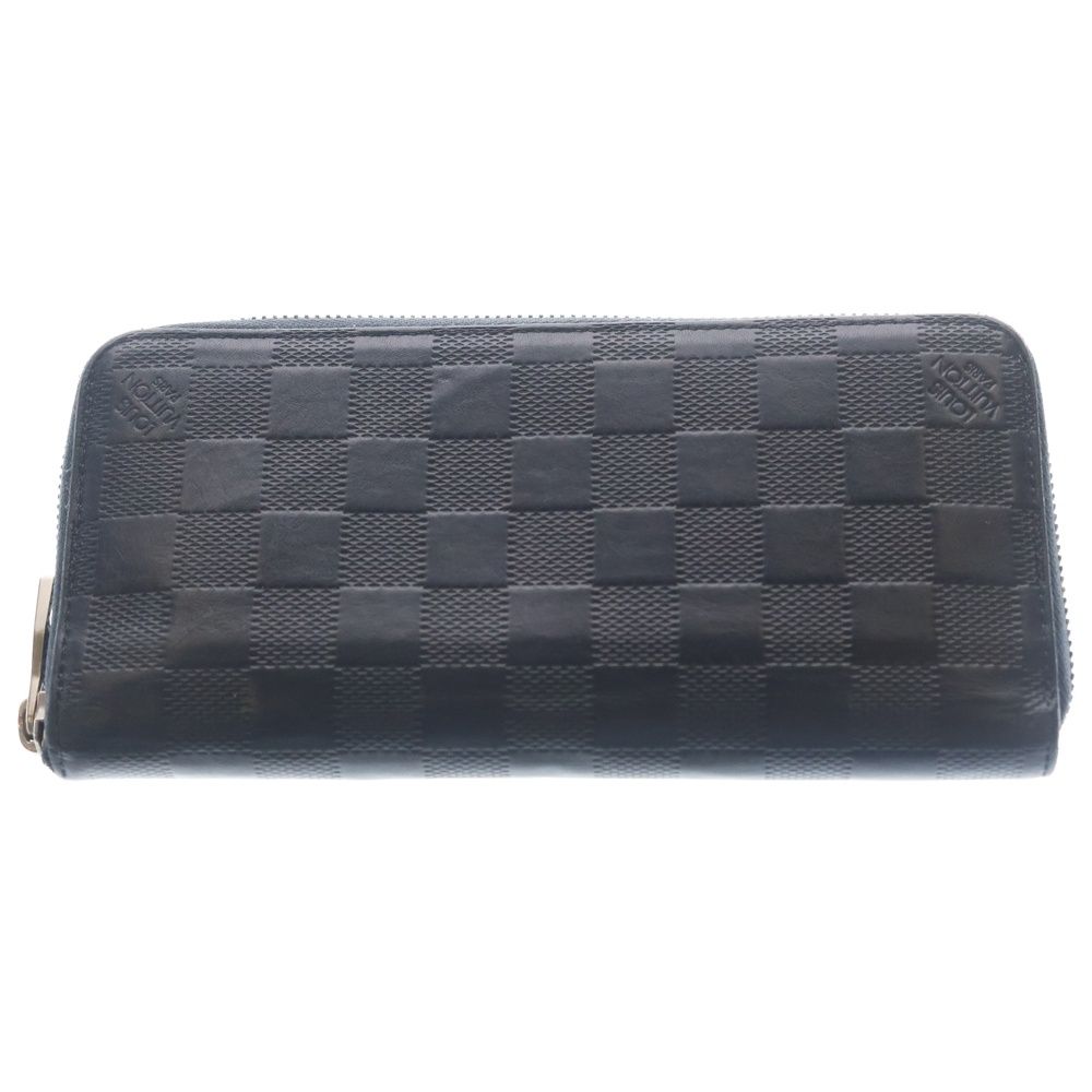 Louis Vuitton Damier Infini Zippy Wallet Vertical Cosmos Card Case Navy Leather