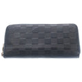 Louis Vuitton Damier Infini Zippy Wallet Vertical Cosmos Card Case Navy Leather