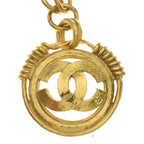 Chanel CC Logo Round Necklace Pendant Chain Gold — view 3