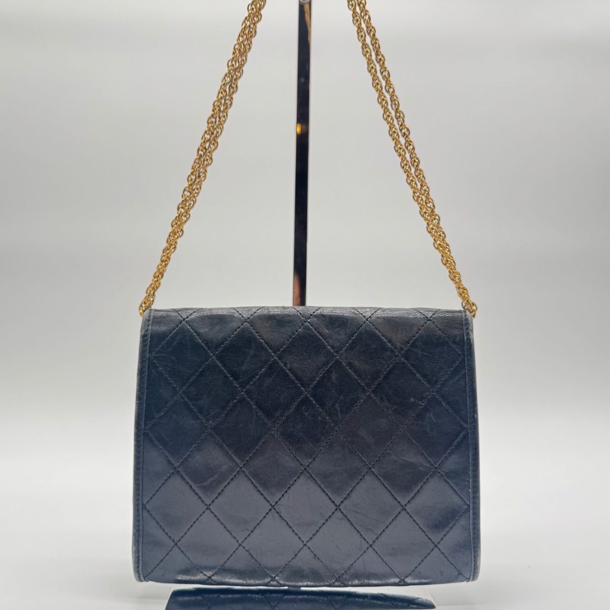 Chanel Shoulder Bag Mini Quilted CC Logo Gold Leather Black Push Lock Chain — view 2