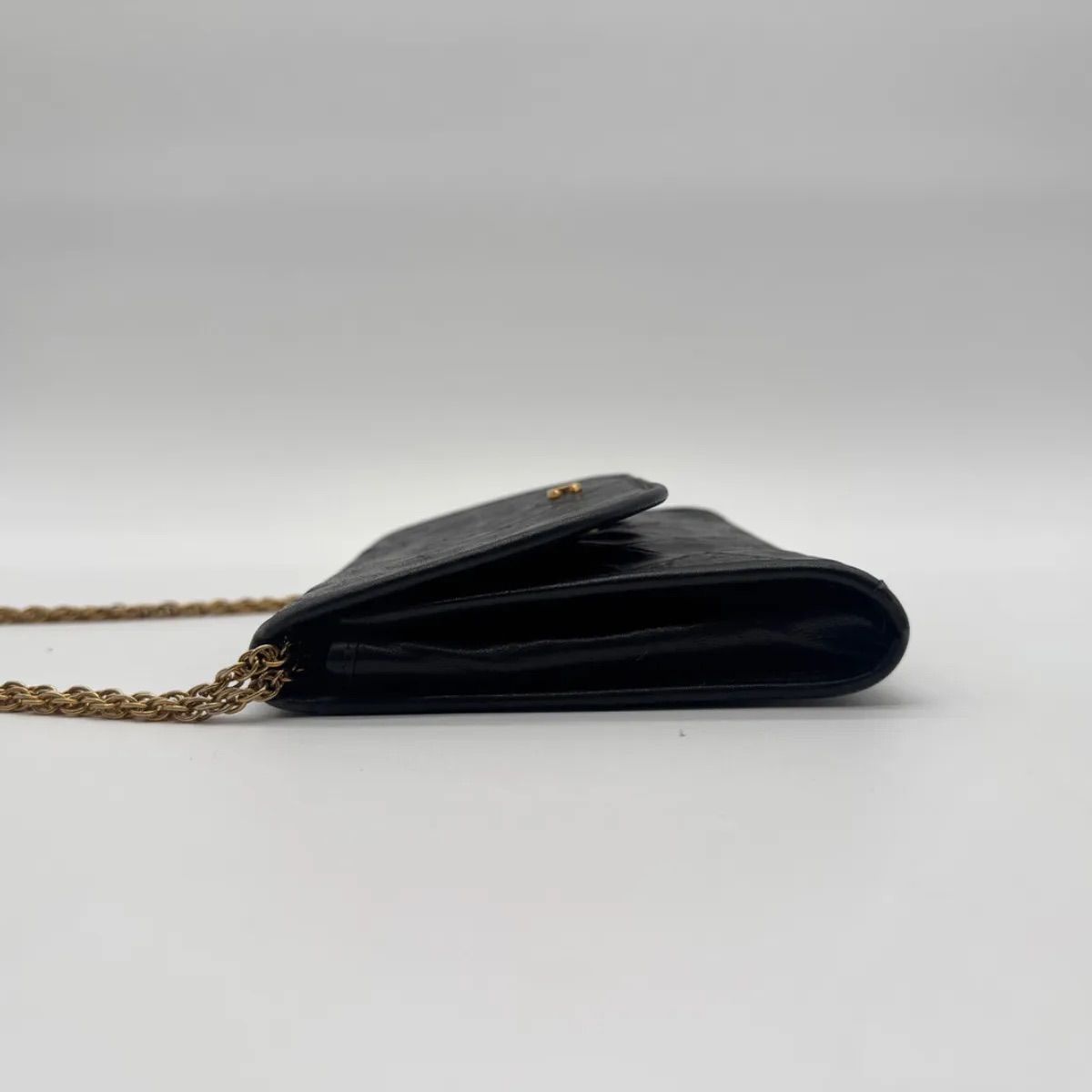 Chanel Shoulder Bag Mini Quilted CC Logo Gold Leather Black Push Lock Chain — view 3