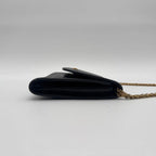 Chanel Shoulder Bag Mini Quilted CC Logo Gold Leather Black Push Lock Chain — view 4