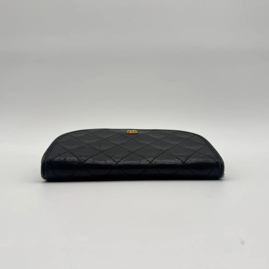 Chanel Shoulder Bag Mini Quilted CC Logo Gold Leather Black Push Lock Chain — view 5