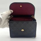Chanel Shoulder Bag Mini Quilted CC Logo Gold Leather Black Push Lock Chain — view 9