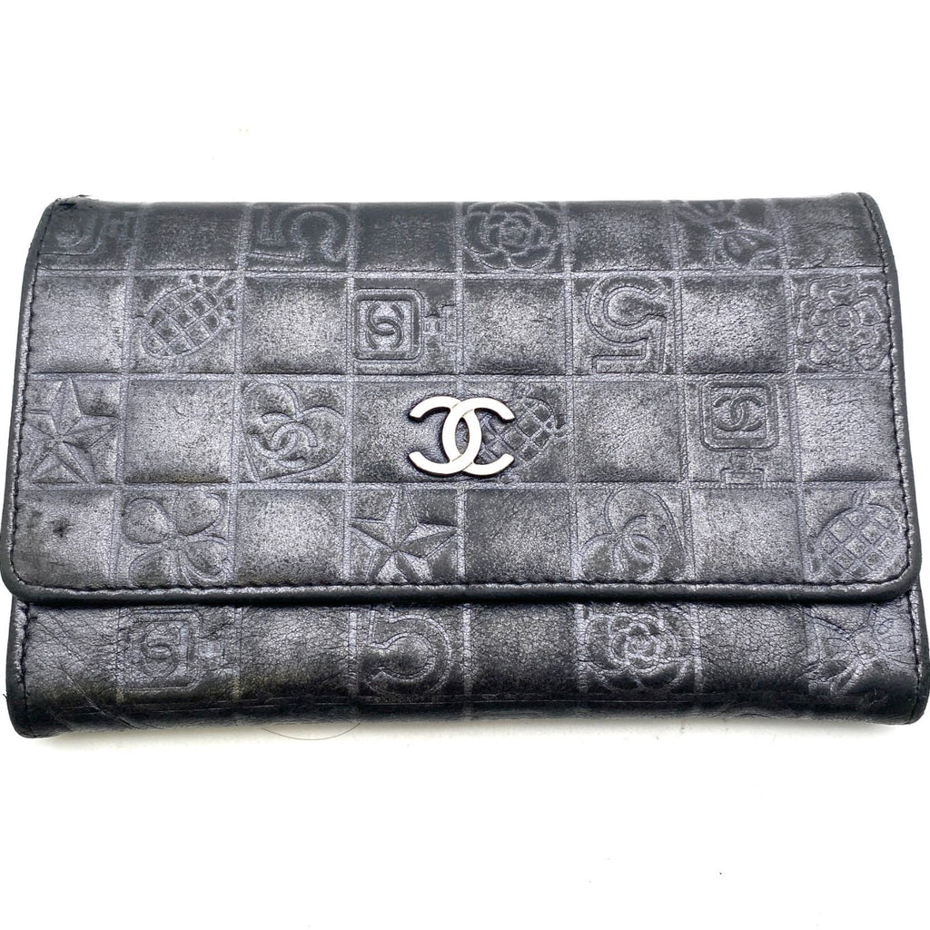 Chanel Fold Wallet Gray Icon CC Logo Billfold Card — view 2