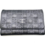 Chanel Fold Wallet Gray Icon CC Logo Billfold Card — view 2