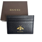 Gucci Card Case Animalier Bee Leather Black Bee