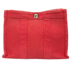 Hermes Mini Cabas Case Pouch Canvas Red