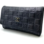 Chanel Fold Wallet Gray Icon CC Logo Billfold Card
