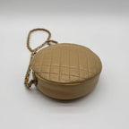 Chanel Shoulder Bag CC Logo Quilted Round Lambskin Leather Beige Chain — view 8