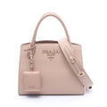 Prada Handbag Monochrome 2-Way CI Pink Beige Leather