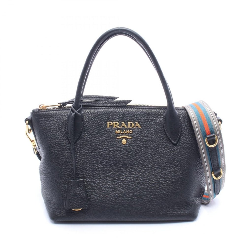Prada Handbag Vitello Daino 2-Way Black Leather