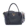 Prada Handbag Vitello Daino 2-Way Black Leather