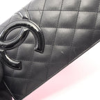 Chanel Bifold Wallet Cambon Line Black Enamel Leather Patent Ziplong — view 7