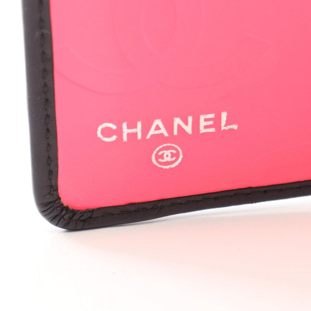 Chanel Bifold Wallet Cambon Line Black Enamel Leather Patent Ziplong — view 4