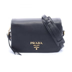 Prada Shoulder Bag Vitello Phenix Black Leather Daino