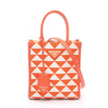 Prada Handbag Triangolo Jacquard Symbol Embroidery Mini 2-Way Orange White