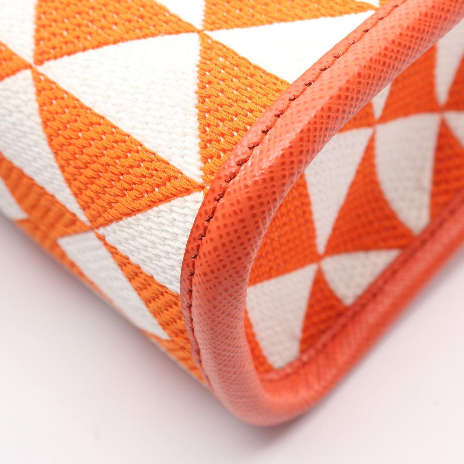 Prada Handbag Triangolo Jacquard Symbol Embroidery Mini 2-Way Orange White — view 6