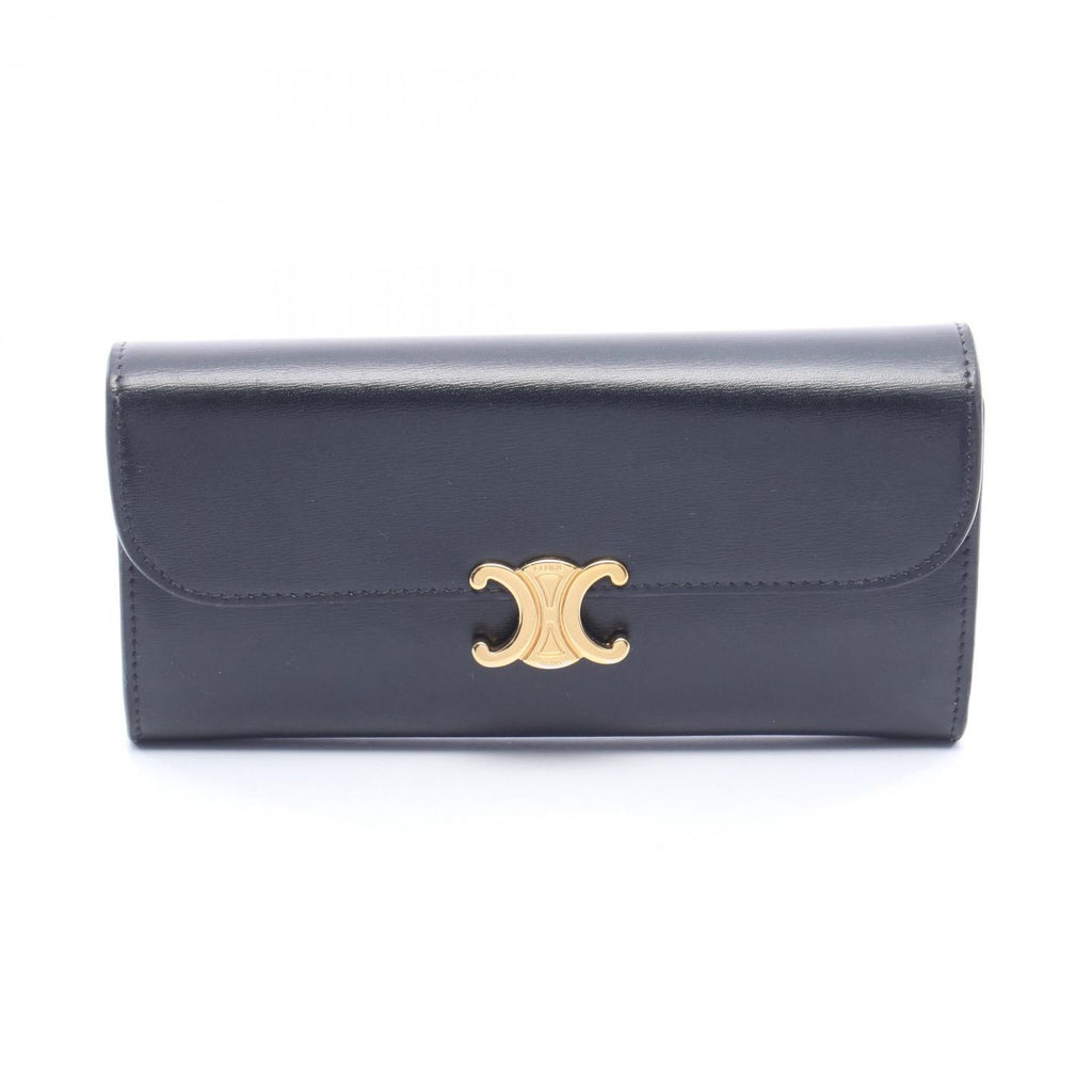 Celine Bifold Wallet Large Triomphe Black Leather
