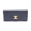 Celine Bifold Wallet Large Triomphe Black Leather
