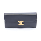 Celine Bifold Wallet Large Triomphe Black Leather