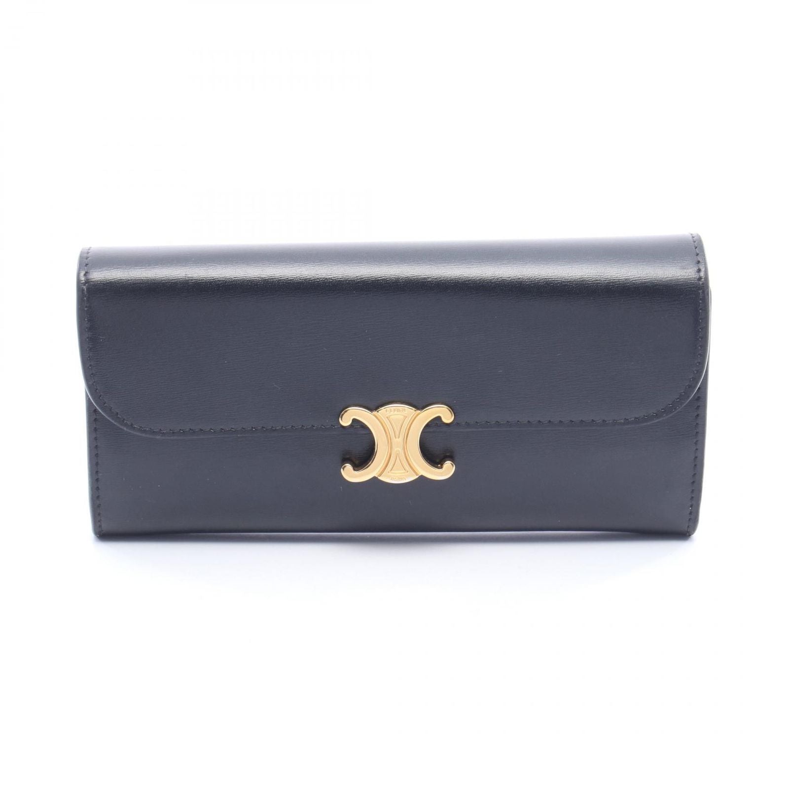 Celine Bifold Wallet Large Triomphe Black Leather